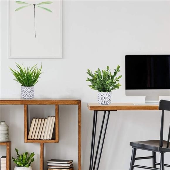 Set of 2 Artificial Potted Plants Potted Eucalyptus Plant Artificial Grass - Picture 2 of 7